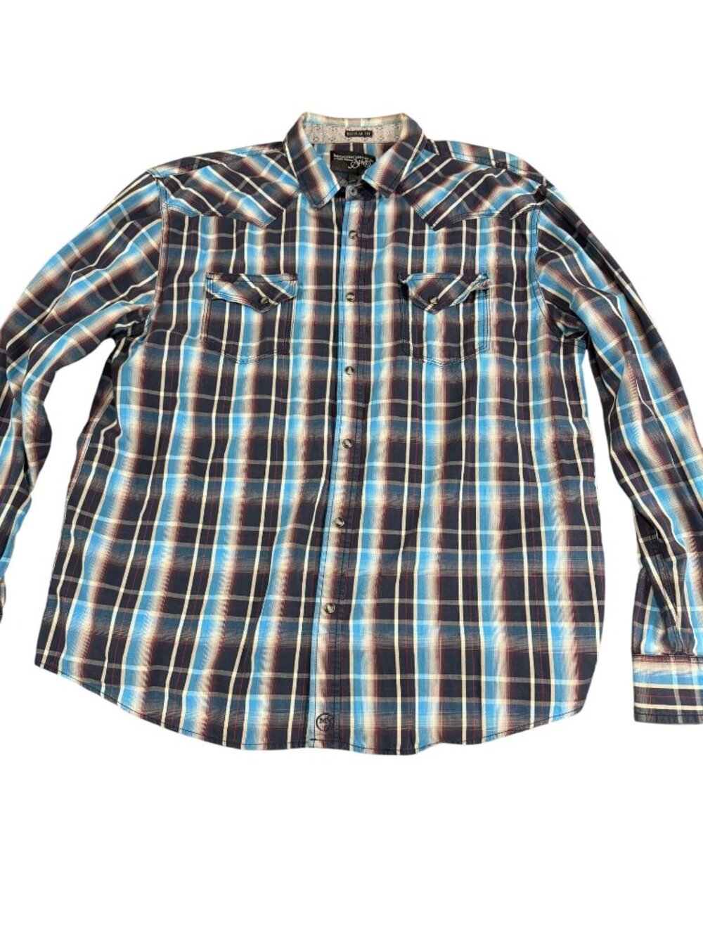 Moonshine Spirit Brad Paisley Men's Blue/Red Plaid Western Snap Front Shirt XL